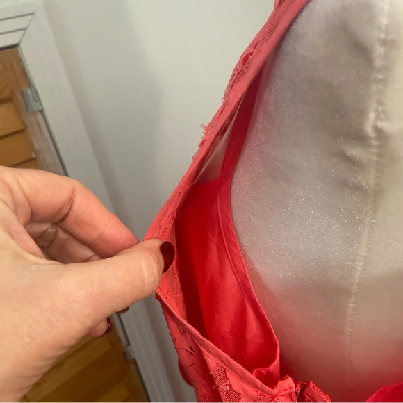 Coldwater Creek Pink Lace Overlay Dress Size 14 Lined Tie Waist Party Shower Fun - Picture 12 of 16